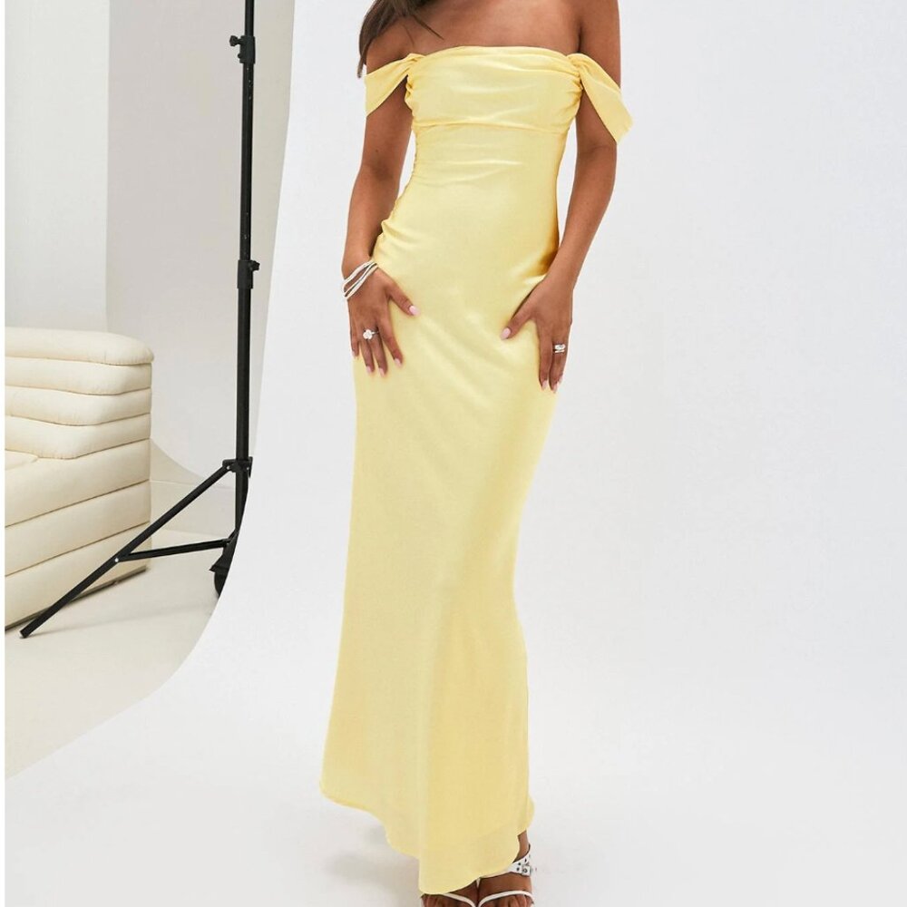 Princess Polly Azura Off The Shoulder Maxi Dress Yellow